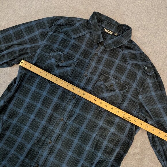 Vans Long Sleeve Plaid Shirt Black and Blue - Size XL - Picture 11 of 14